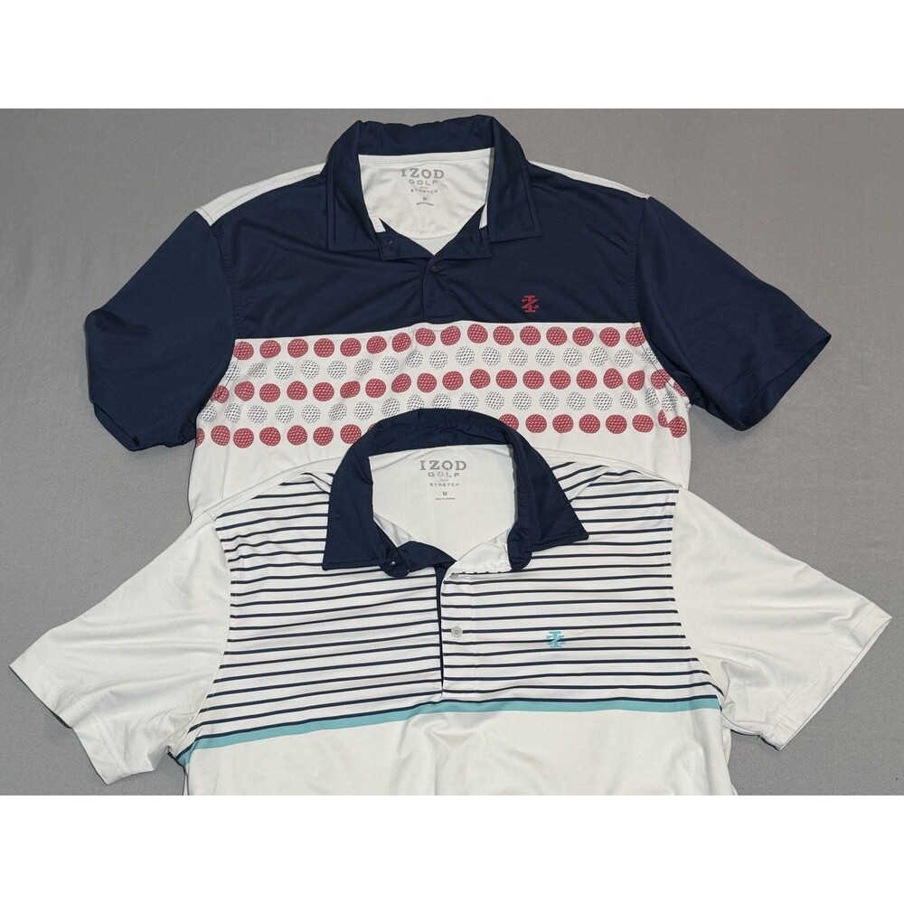 Lot Of 2 IZOD Golf Polo Shirt Men’s Medium Floral Performance Stretch